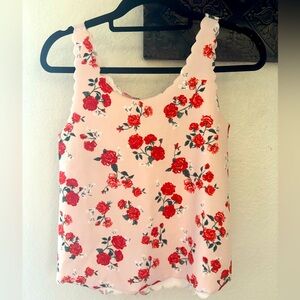 H&M Cream and Red Fitted Tank Top